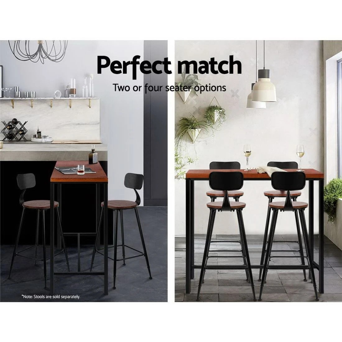 7 Artiss Alex Bar Table 100CM Rectangular - Brown, 7 of 8