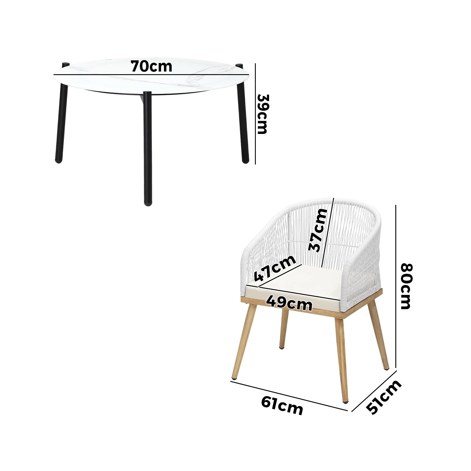 10 Livsip 5 Piece Outdoor Patio Setting Bistro Set Lounge Furniture Sets 70cm Table
 - Multi, 10 of 10