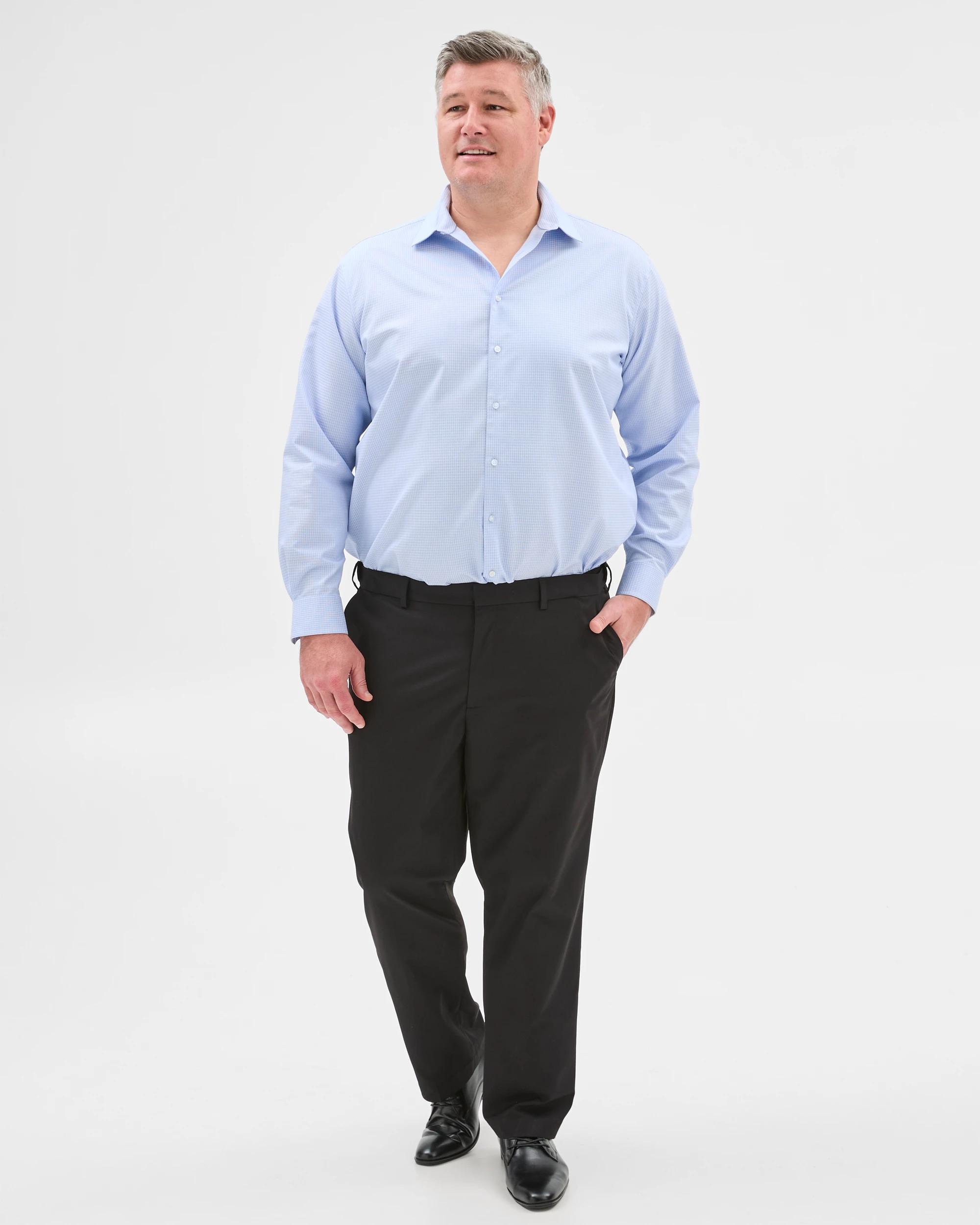 1 Target Man Plus Plus Size Australian Cotton Business Shirt BLUE CHECK, 1 of 6