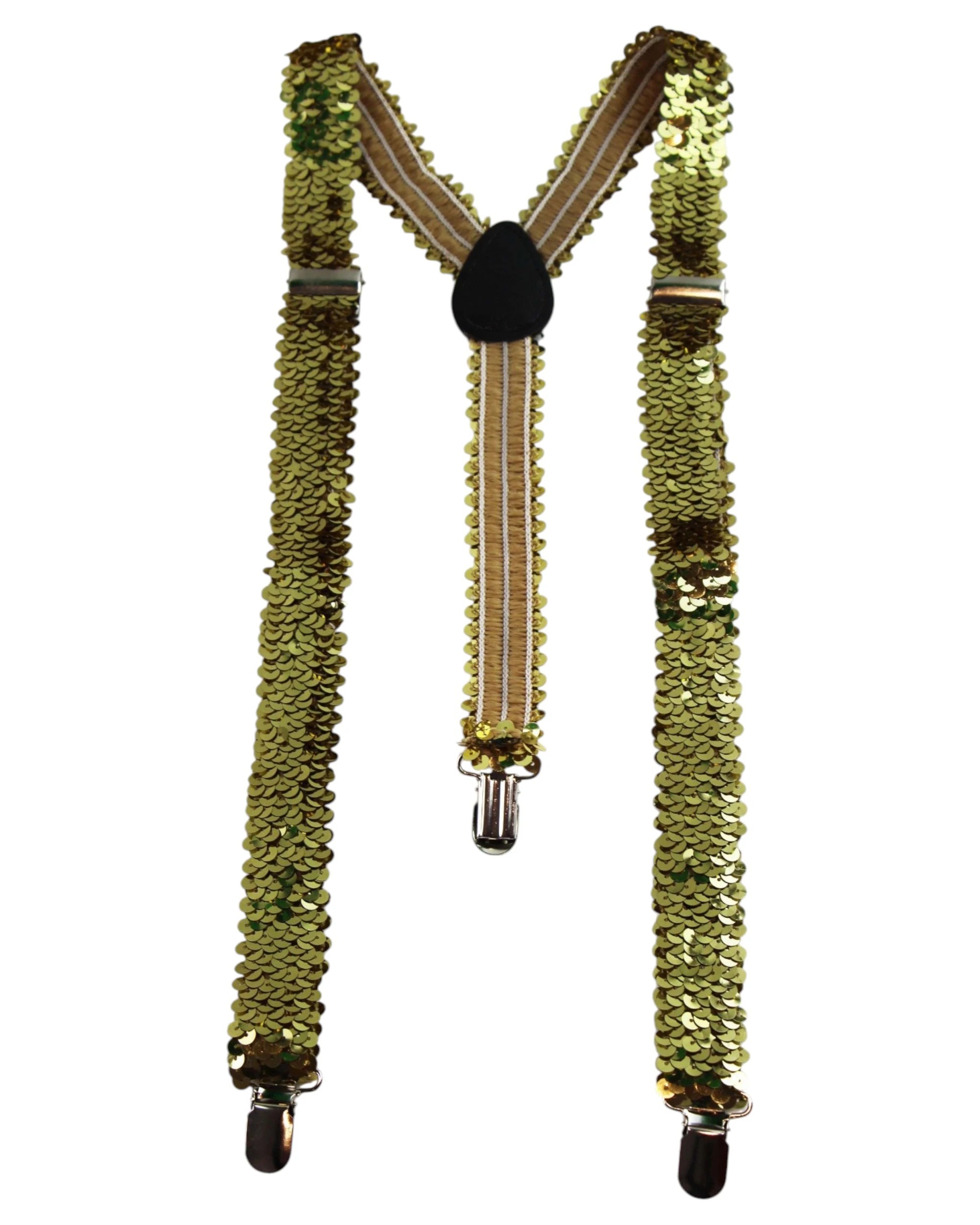 1 Zasel Unisex Adjustable 100cm Sequin Suspenders - Gold, 1 of 3