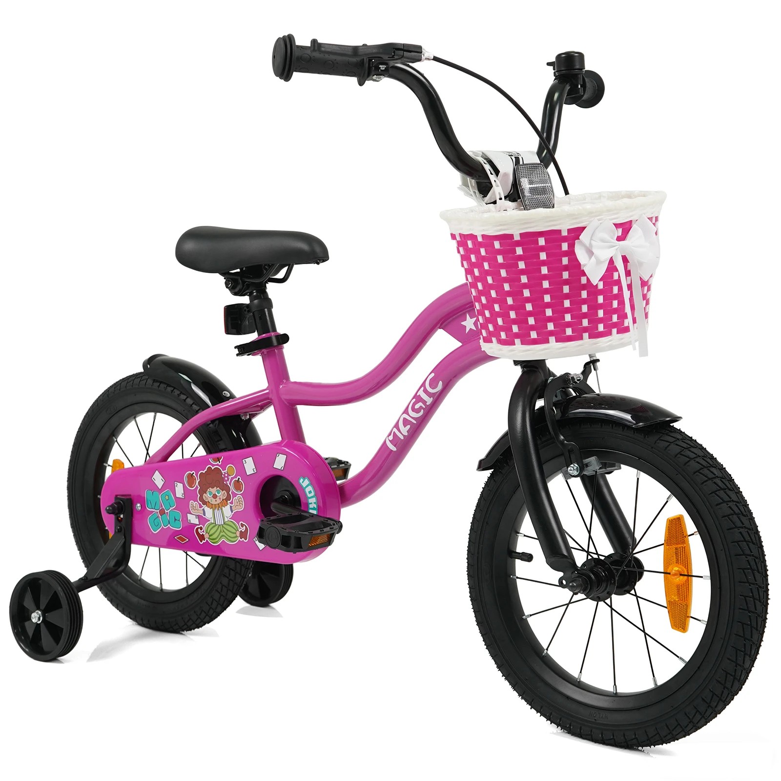 1 Costway 35cm Kid Bicycle Dual Brake Balance Bike Ride on w/Training Wheels Adjustable Seat - Pink, 1 of 3