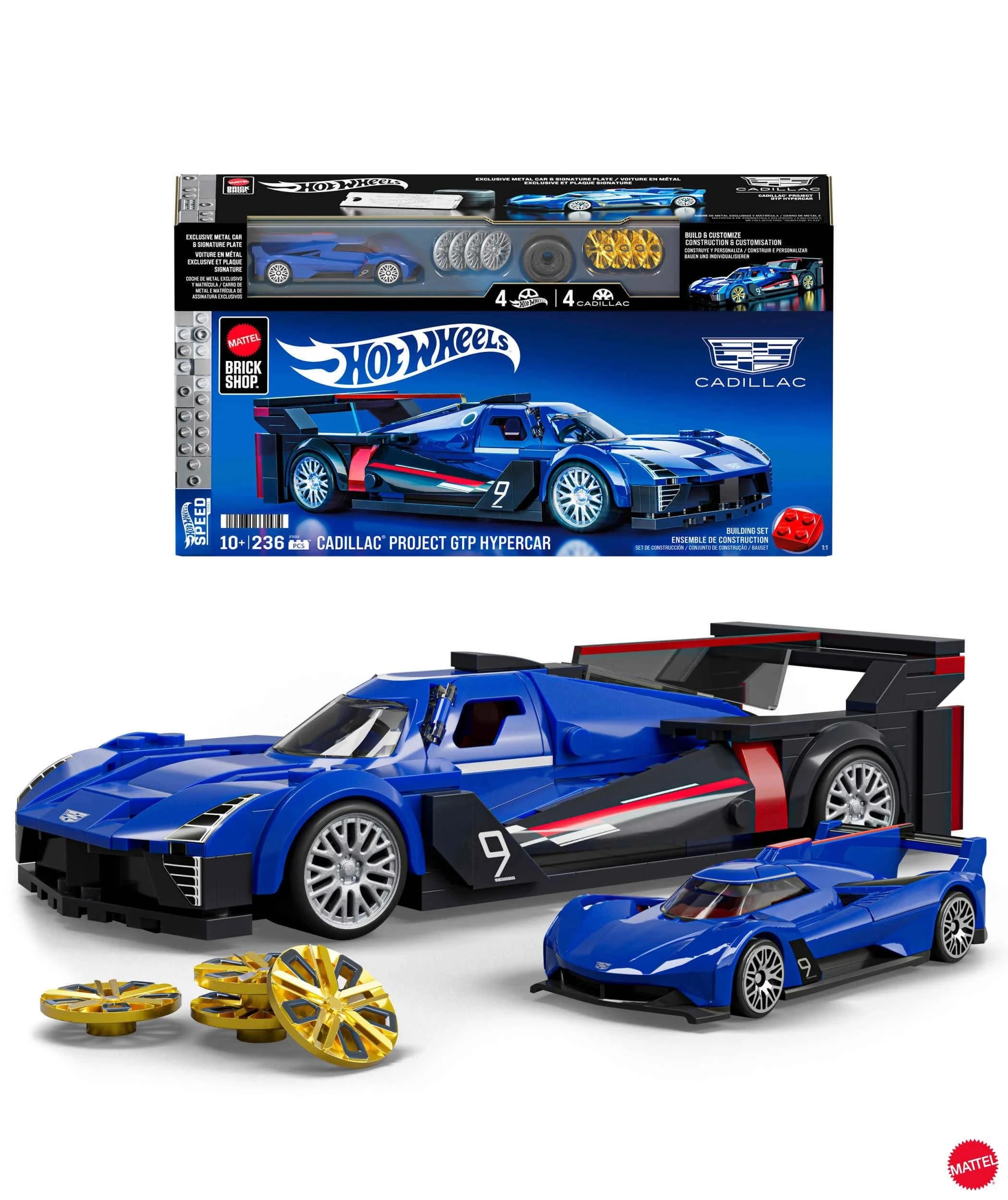 1 Mattel Brick Shop Hot Wheels Cadillac Project GTP Hypercar Building Toy Kit - Blue, 1 of 6