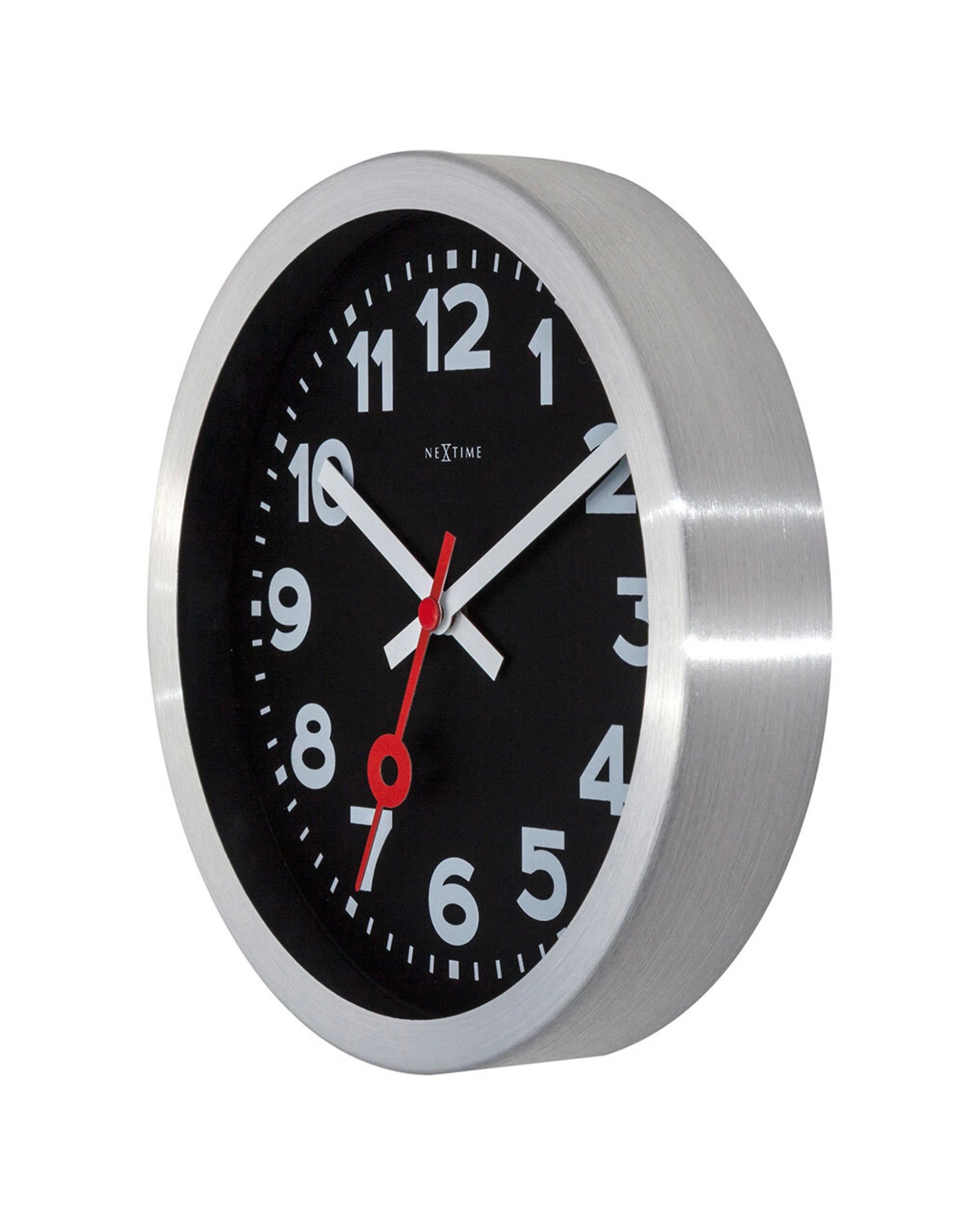 3 NEXTIME Station Number 19cm Wall Clock Silent Sweep Movement Glass Lens - Black, 3 of 6
