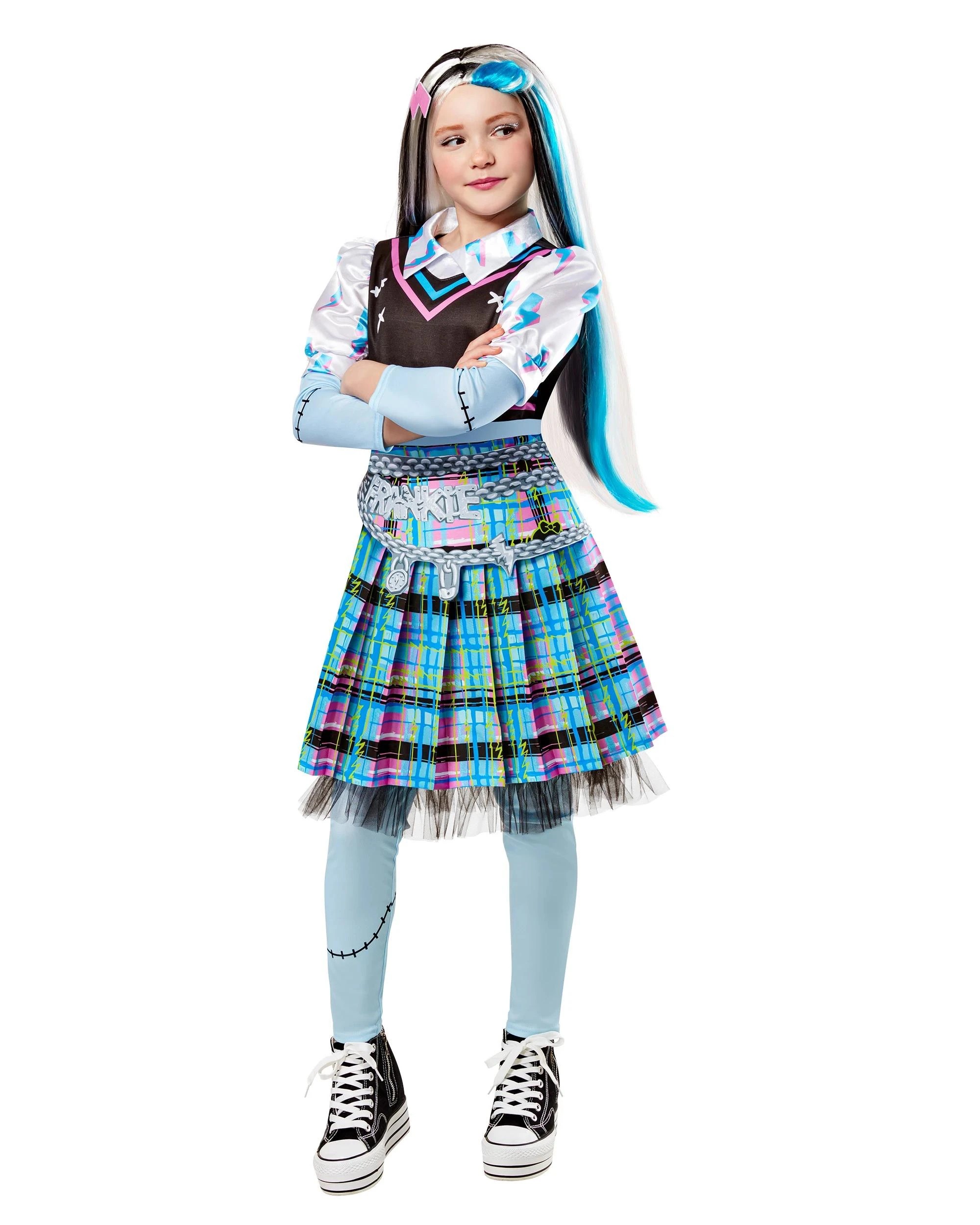 2 Monster High Frankie Stein Deluxe Kids Costume Size 6-8yrs - Blue, 2 of 3
