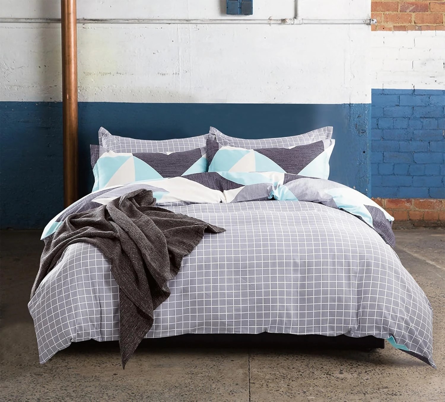 2 Gioia Casa Printed Cotton Quilt Cover Set Reversible - Modern City - King Bed, 2 of 5