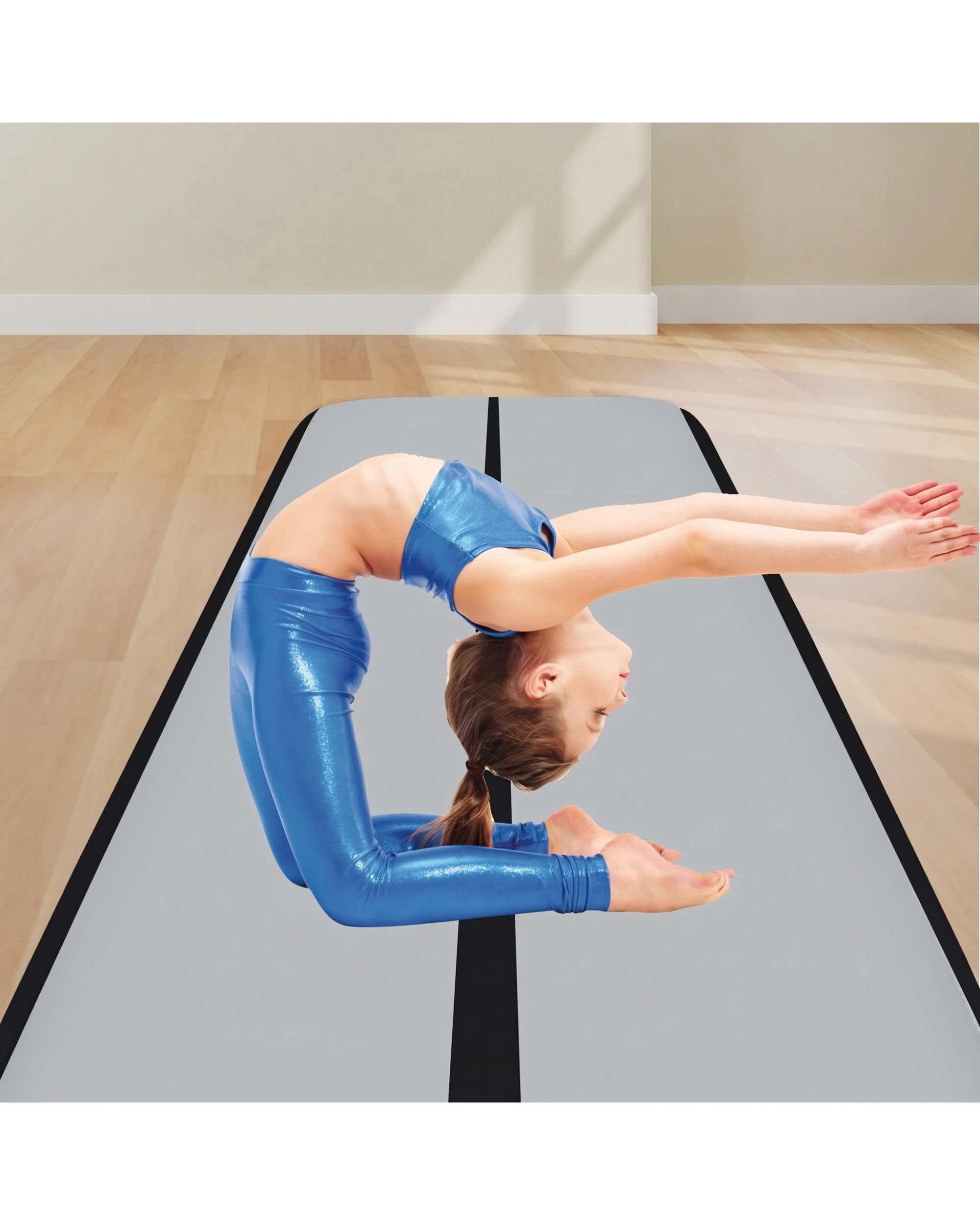 9 Powertrain Sports 8m x 1m AirTrack Inflatable Tumbling Mat 20cm - Grey, 9 of 9
