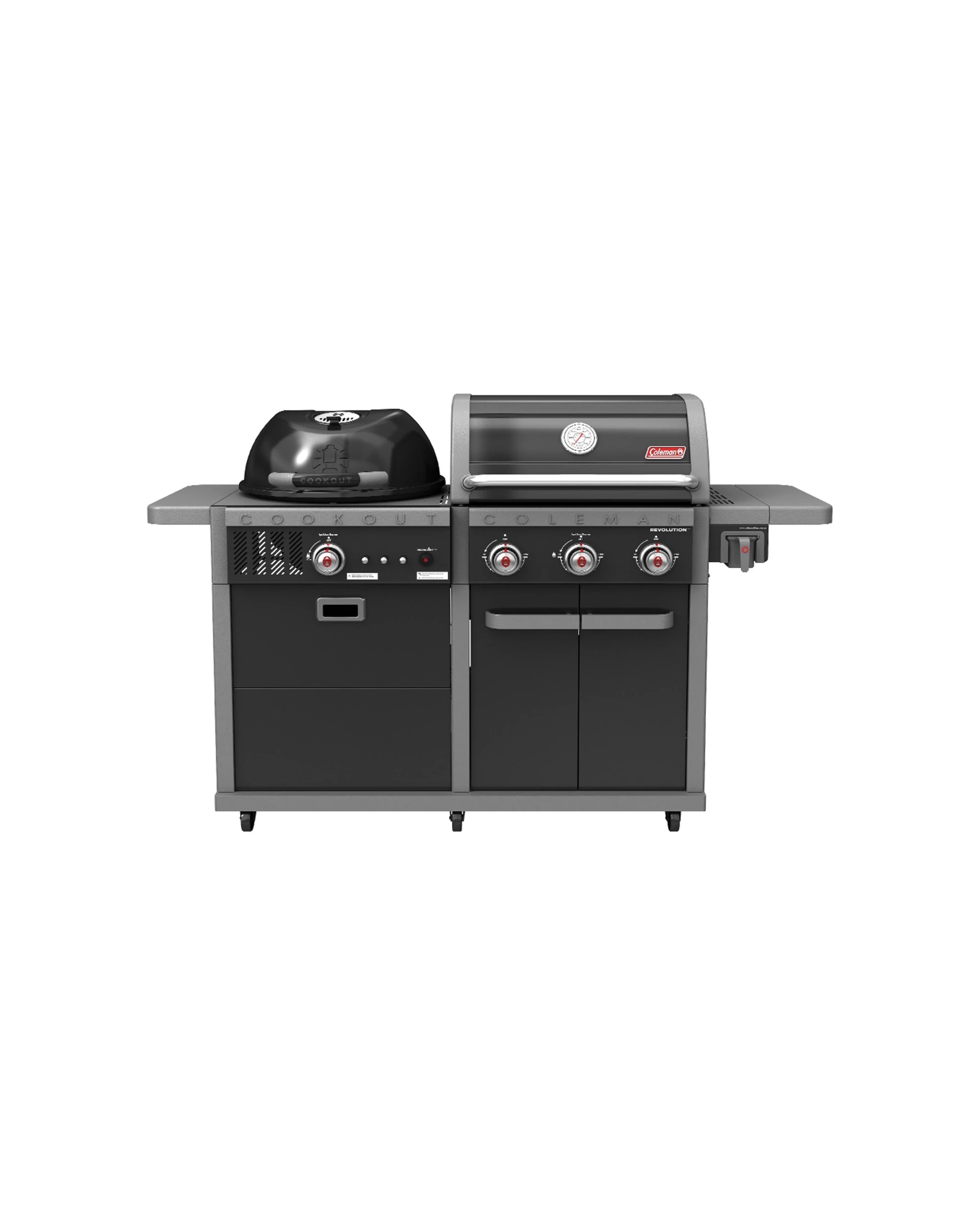 1 Coleman Revolution Dual Fuel Gas & Charcoal BBQ Gloss Revdfbgl - Black, 1 of 9
