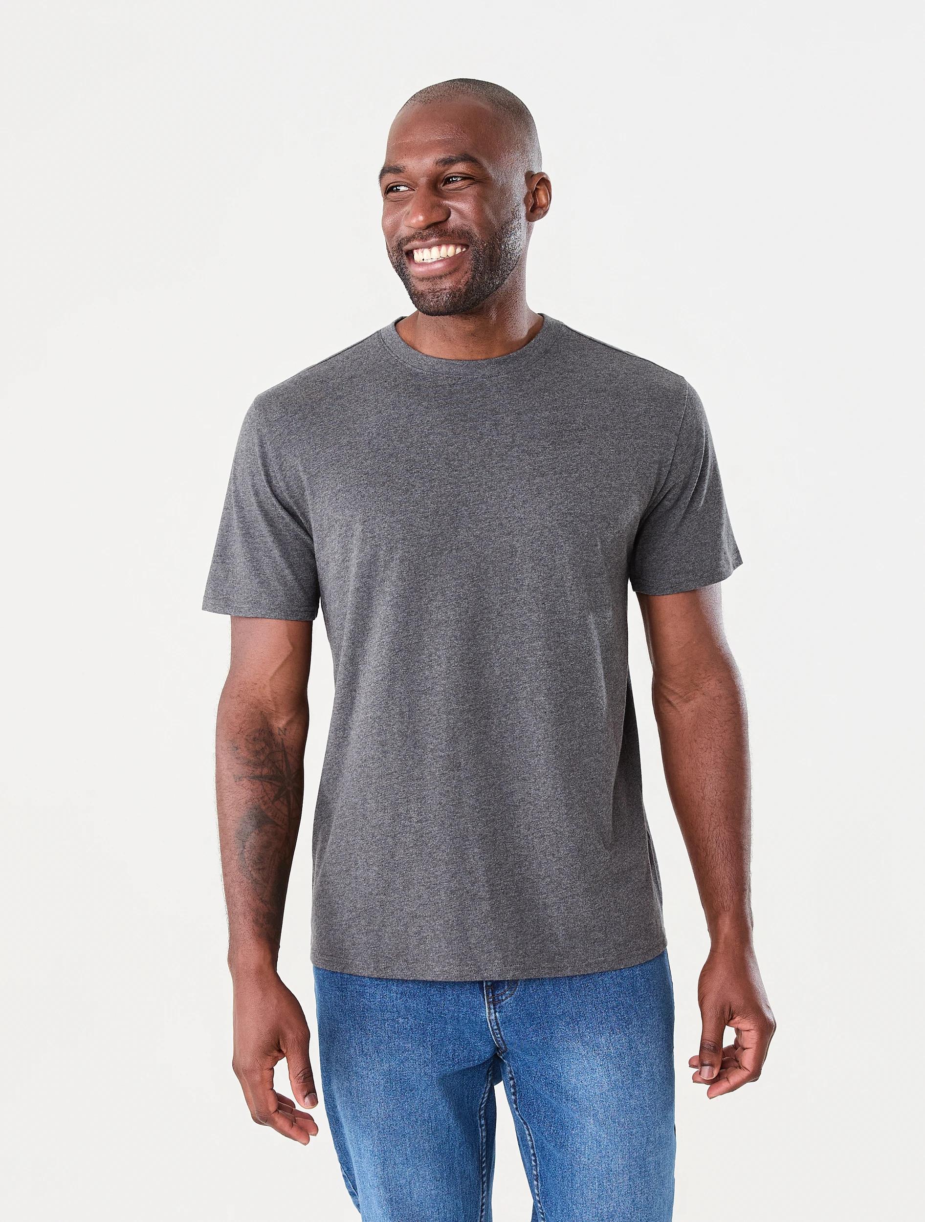 1 Australian Cotton Crew Neck T-shirt Gry Chmrle, 1 of 6