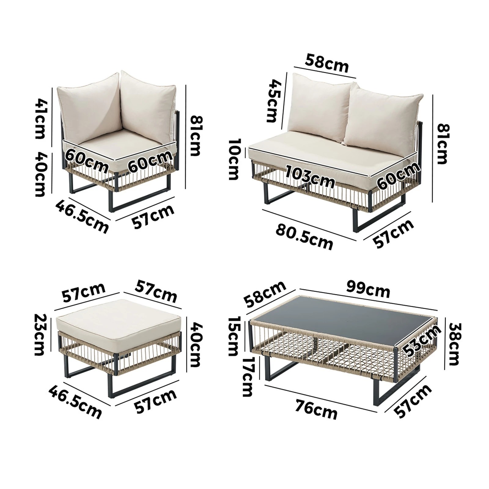 2 Livsip 10 Piece Outdoor Sofa Set Lounge Setting Table Chairs Patio Furniture, 2 of 9