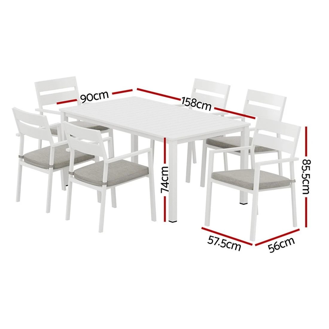 2 Gardeon Outdoor Dining Set 7-piece Aluminium Table And Chairs Patio Furniture Outdoor Bistro Set Uv Resistant - White, 2 of 6