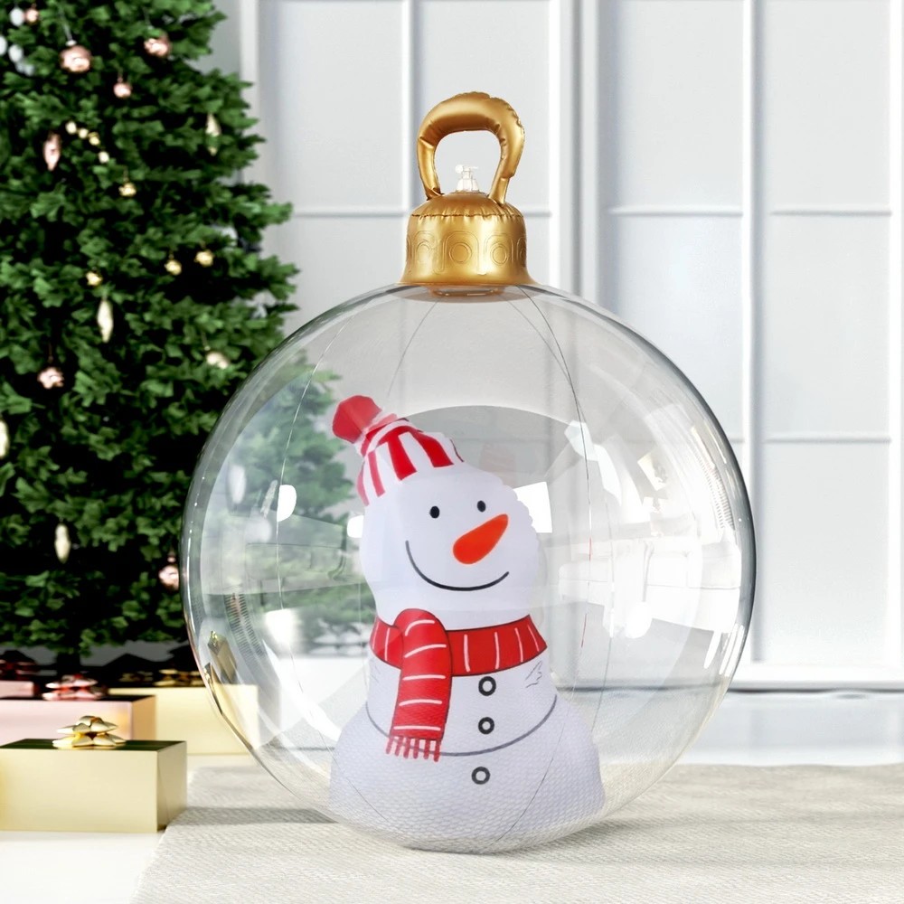 2 Jingle Jollys Christmas Inflatable Ball 60cm Snowman Decoration Giant Bauble Durable Space Saving Modern Decor - White, 2 of 4