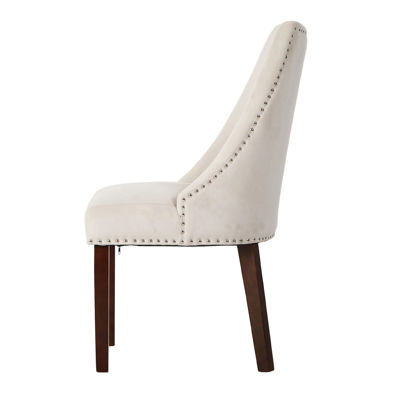 8 Oikiture 2PCs Velvet Dining Chair Kitchen Padded Seat Winglet Design - Beige, 8 of 9