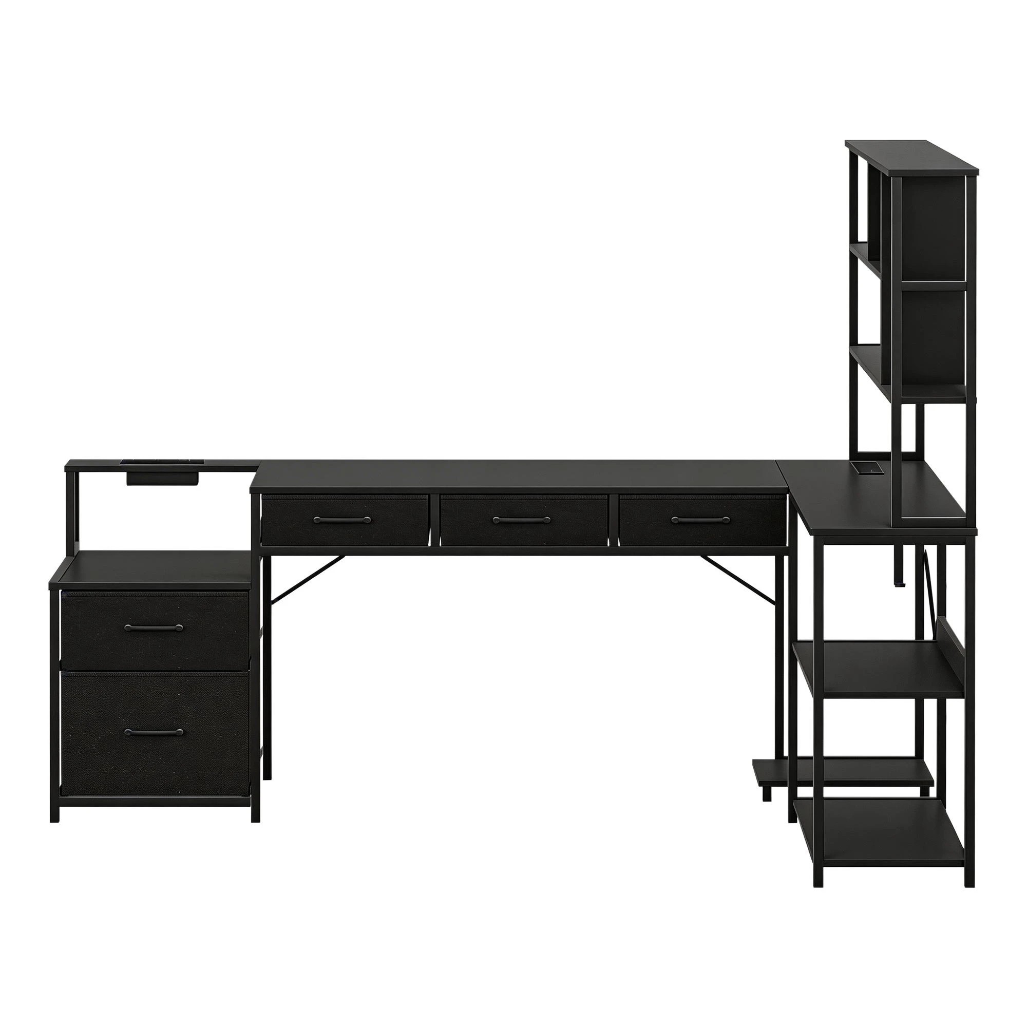 3 Artiss 200cm L Shaped Gaming Desk Computer Desk with LED Lights & Power Outlets for Home Office - Black, 3 of 4