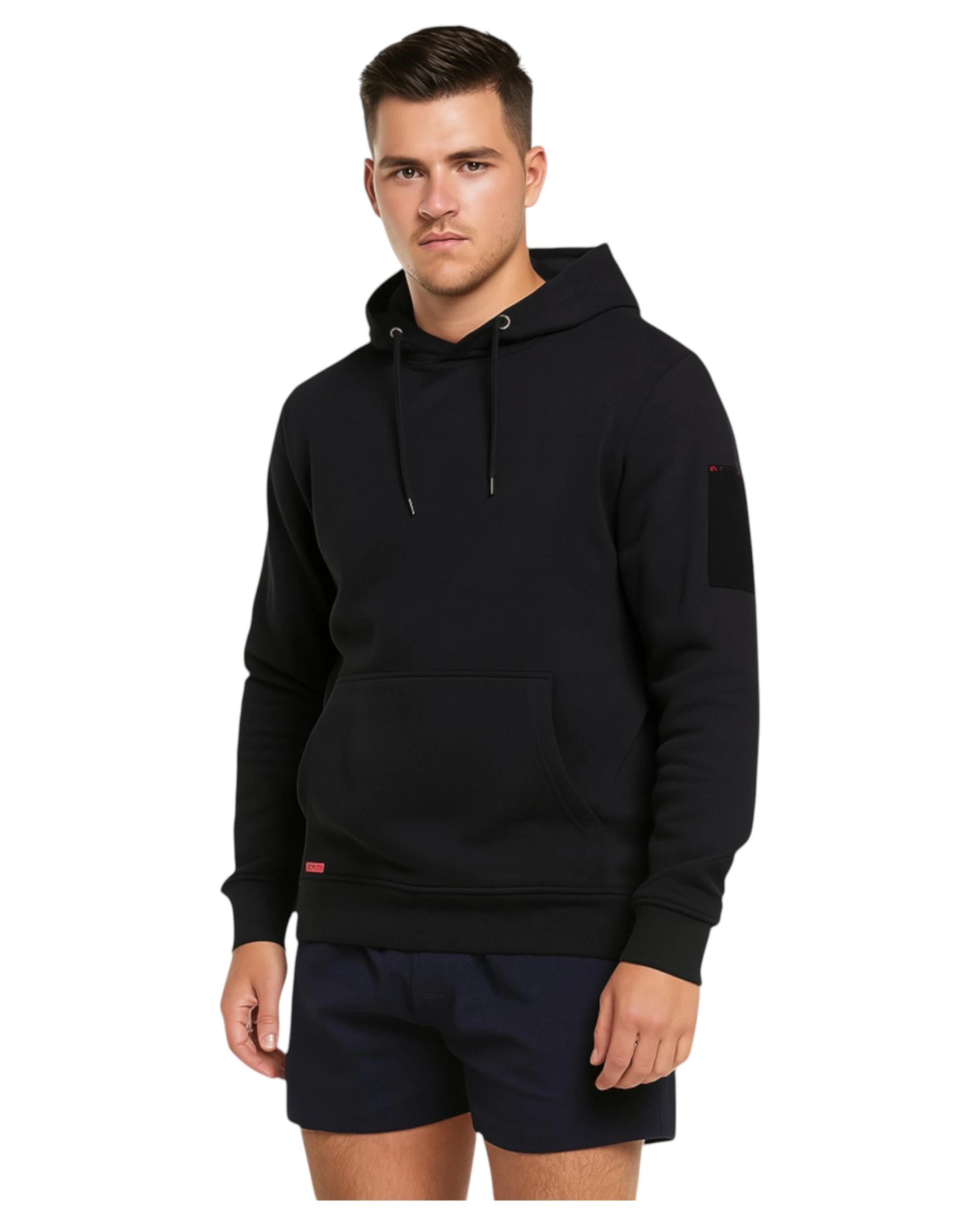 4 Hard Yakka Mens Brushed Fleece Hoodie Jumper Black BLACK, 4 of 7