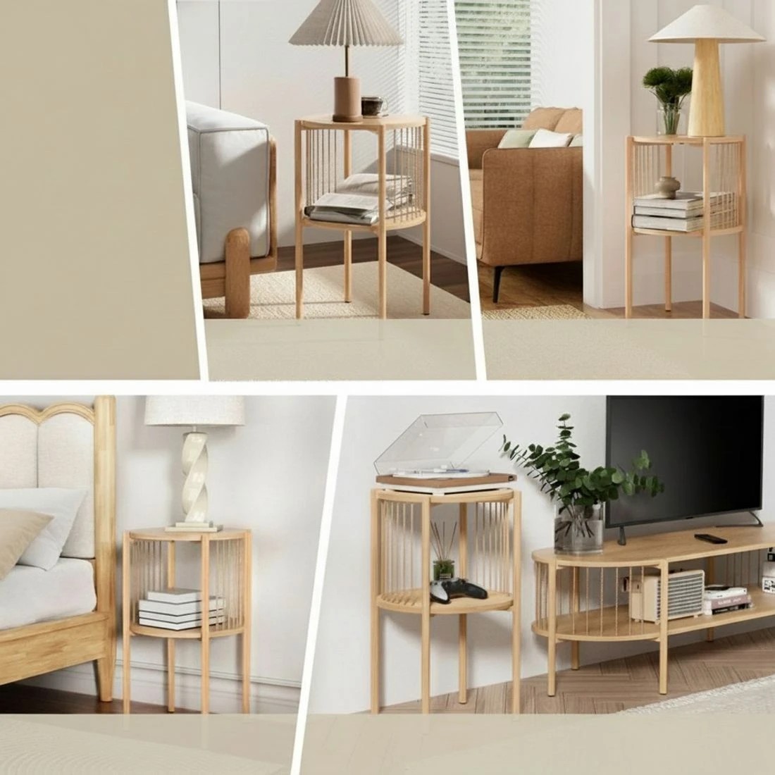 7 Artiss Coffee Table 2-Tier Round Wood - Natural, 7 of 8