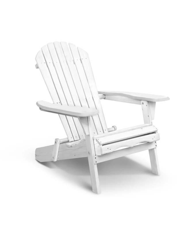 Gardeon Adirondack Outdoor Chairs Wooden Foldable Beach Chairs Patio Furniture Weather Resistant Easy Assembly - W