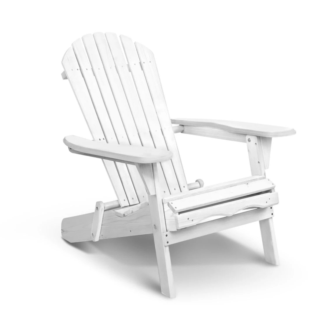 1 Gardeon Adirondack Outdoor Chairs Wooden Foldable Beach Chairs Patio Furniture Weather Resistant Easy Assembly - White, 1 of 8