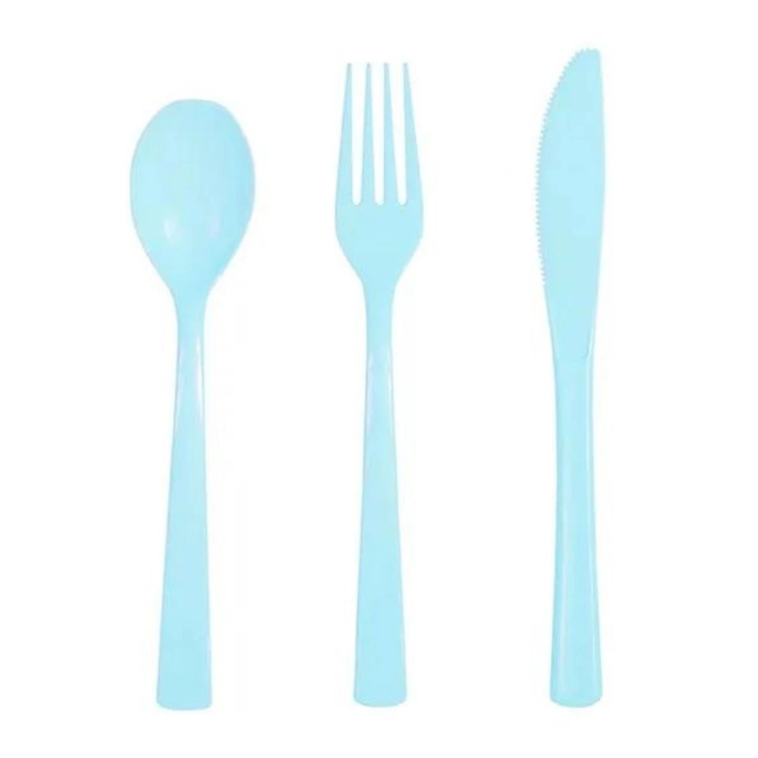 1 Unique Powder Blue Reusable Plastic Cutlery (Pack of 18), 1 of 2