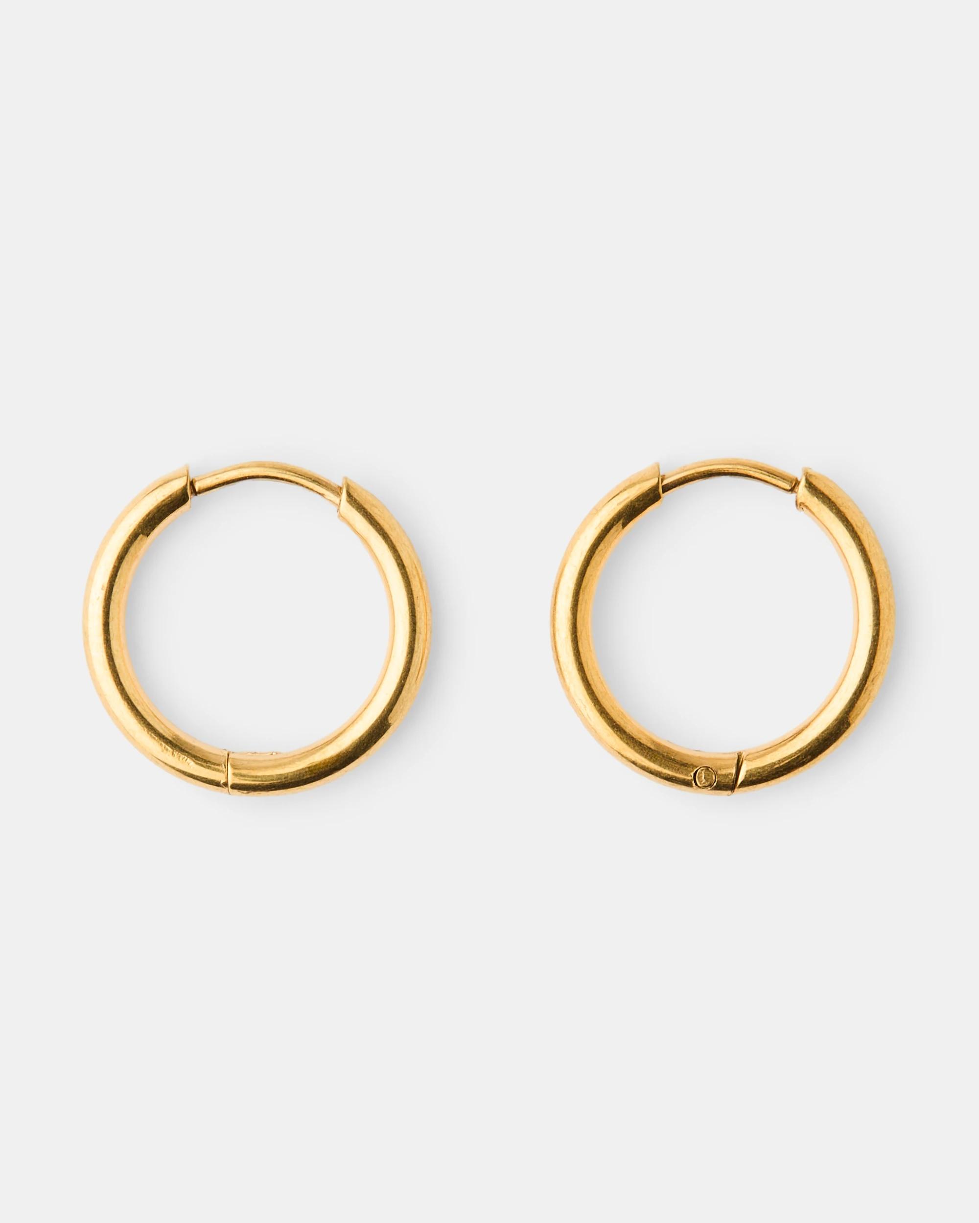 1 Waterproof Stainless Steel Hoop Earrings - Gold Tone Gold, 1 of 5