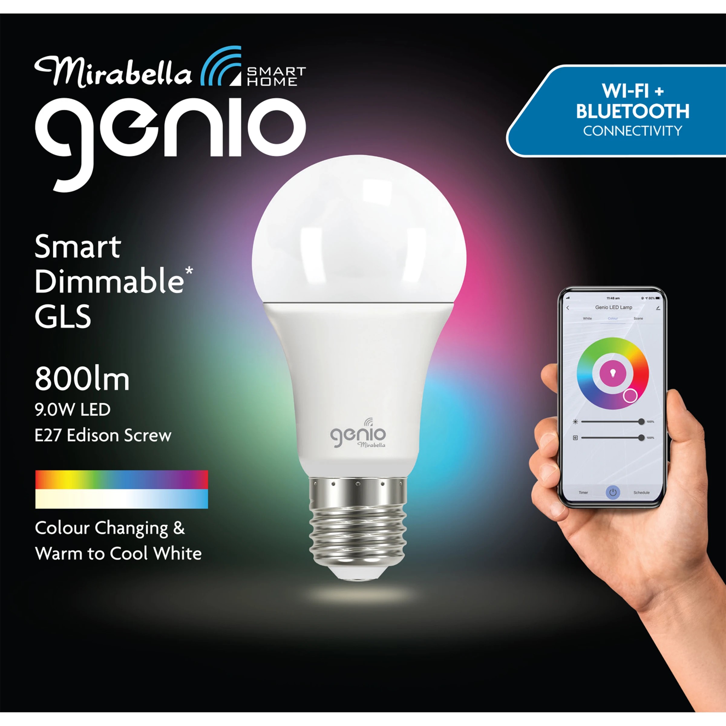 1 Mirabella Genio Wi-Fi 9W LED Dimmable Globe Bulb, 1 of 6