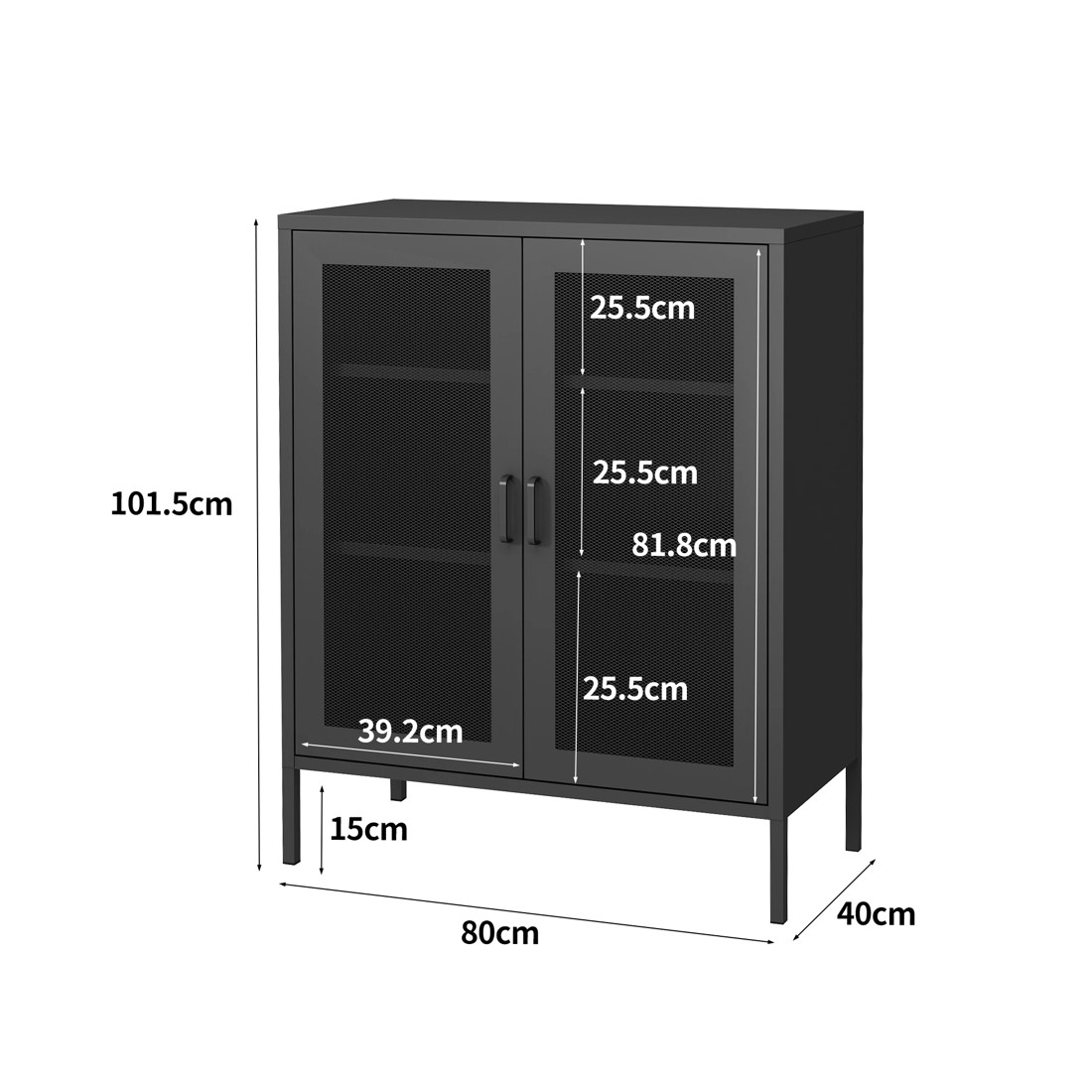 3 Levede Storage Cabinet Steel Kitchen Cupboard Metal Bookcase Filing Office Black, 3 of 7
