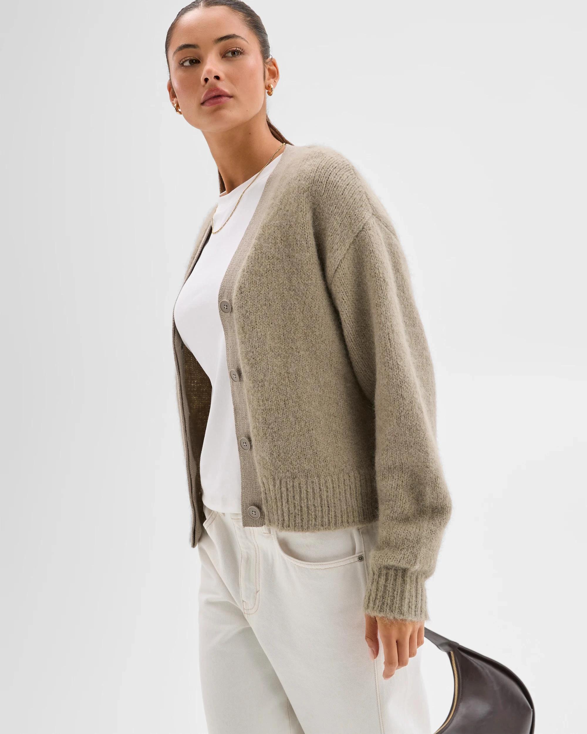 6 Lily Loves Contrast Bind Cardigan CHAMOIS TAN, 6 of 8