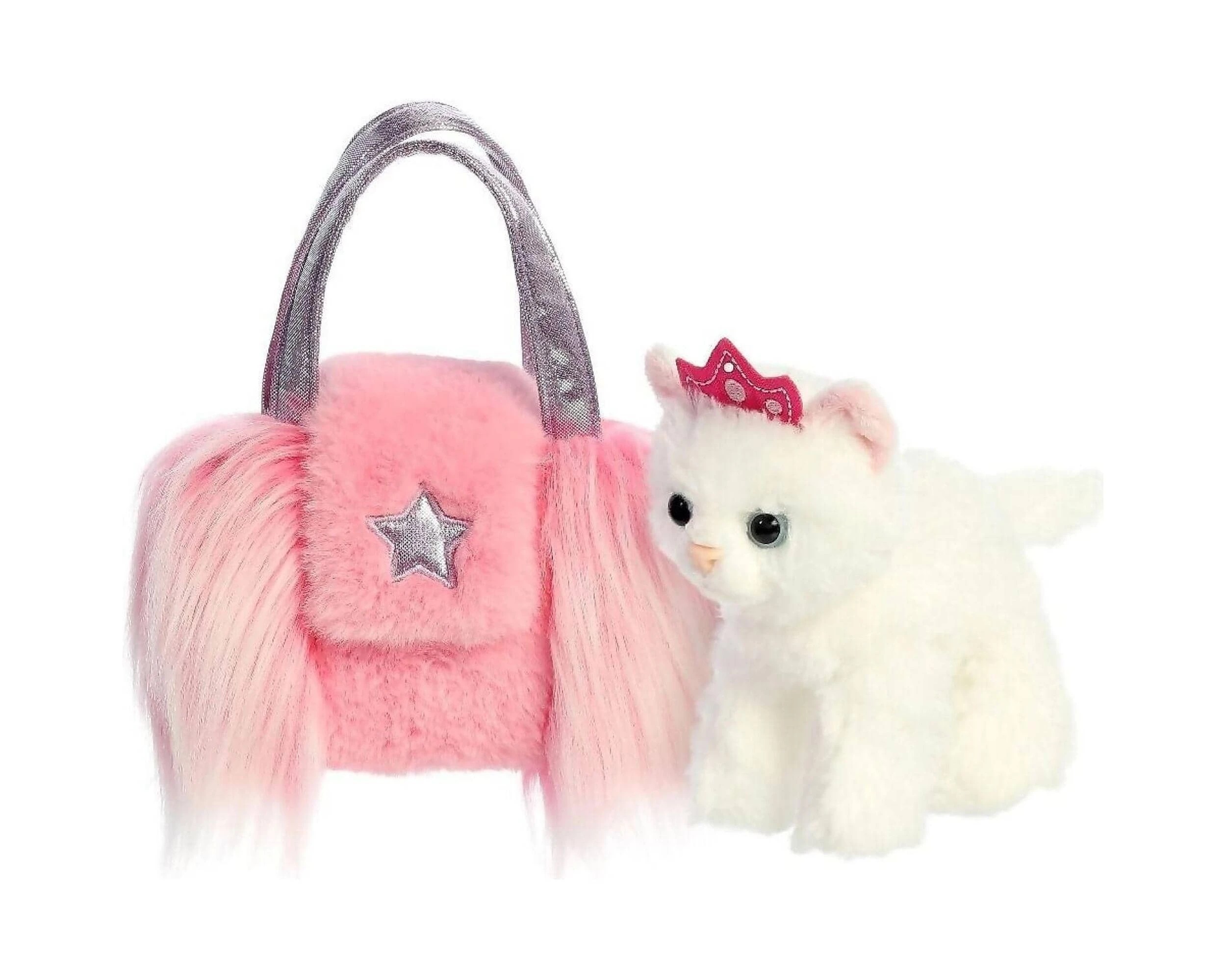 Cotton Candy - Fancy Pals Cat In Pink Shaggy Bag With Star - Kmart