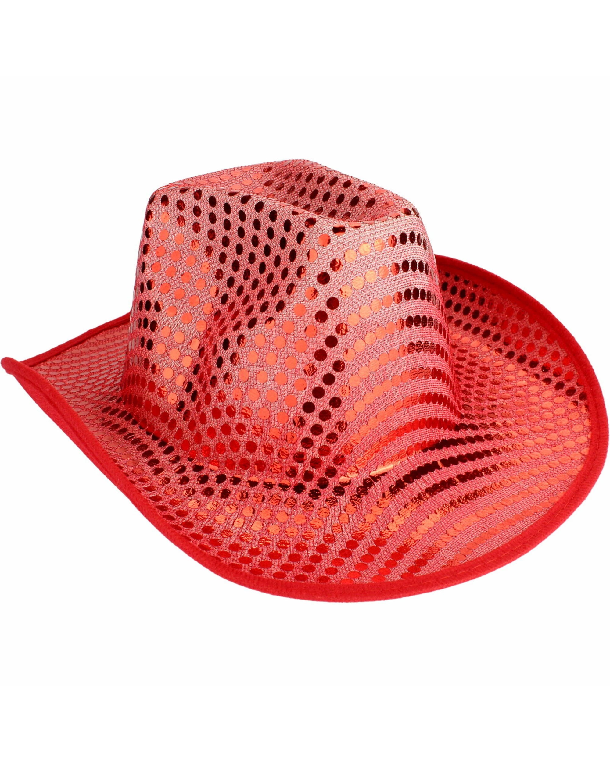 1 Partyrama Sequin Adult Cowboy Hat - Red, 1 of 1