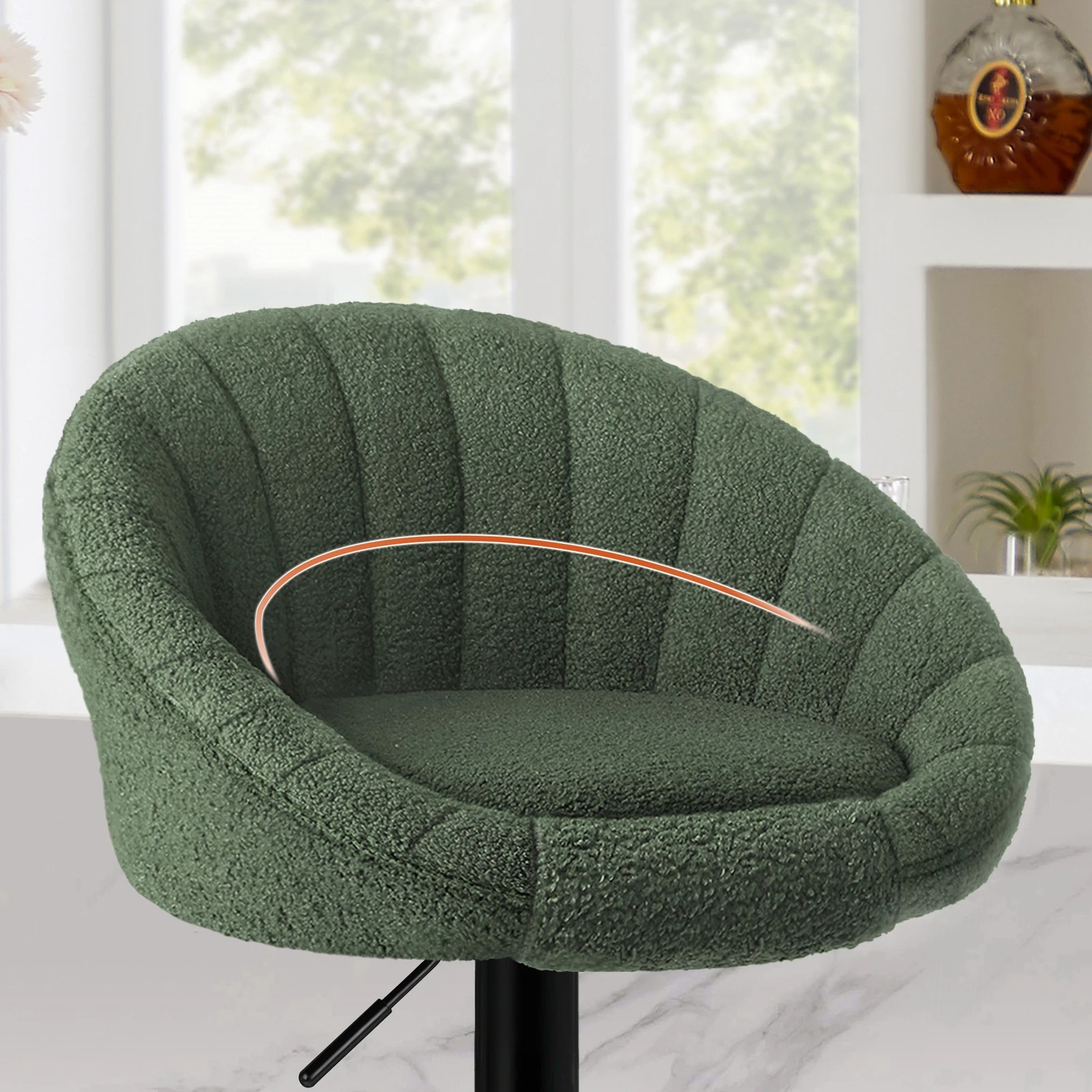 4 Alfordson 2x Bar Stools Gas Lift Sherpa Bar Chairs Kitchen Swivel Susan - Green, 4 of 10