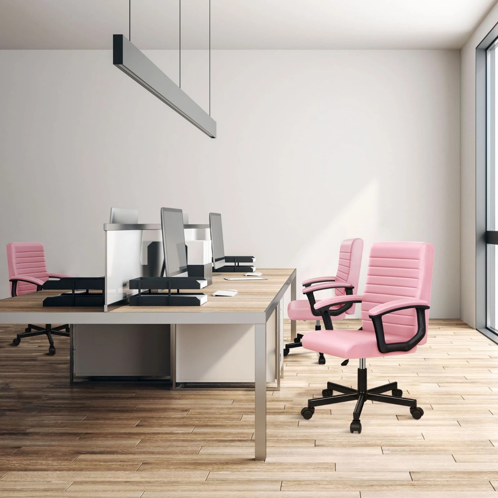 3 Alfordson Office Chair Executive Computer Seat Work Gaming Mid Back - Pink, 3 of 9