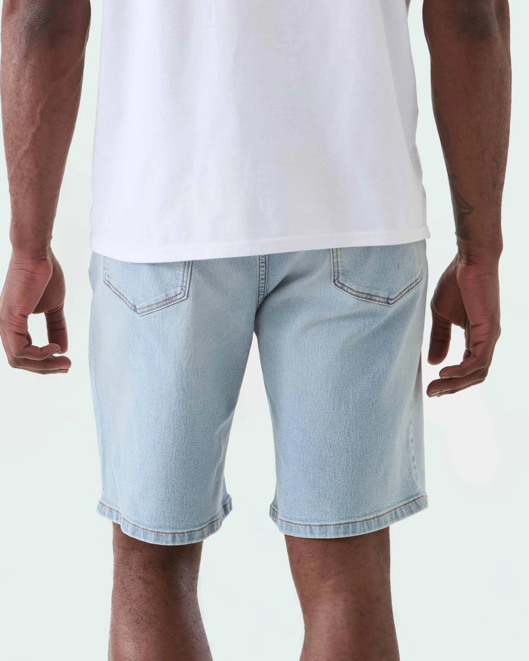 3 Straight Denim Shorts Blue Light, 3 of 6
