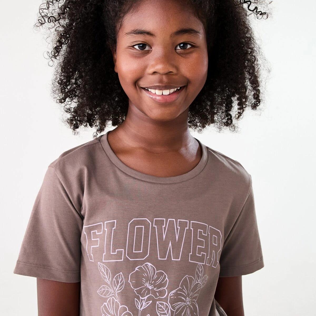 3 Short Sleeve Print T-shirt FLOWER MARKET WOOD TAUPE, 3 of 6
