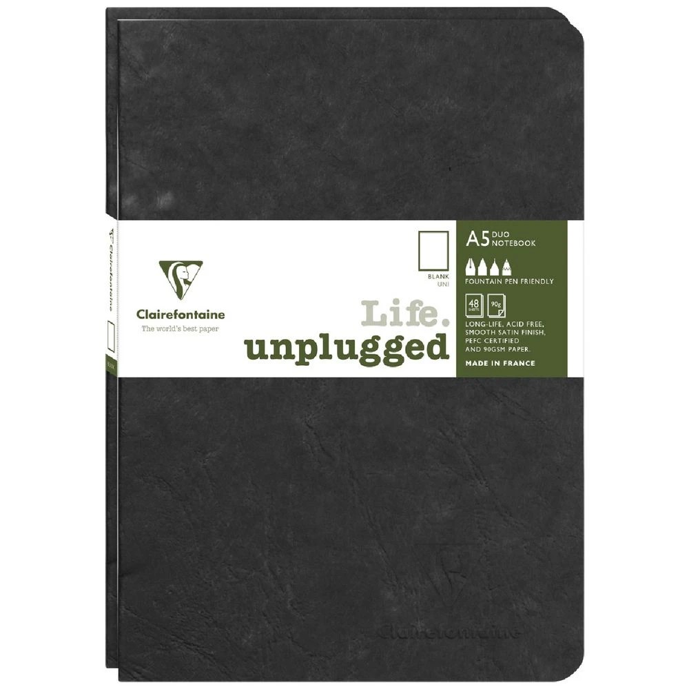 1 Clairefontaine My Essentials A5 Notebook Plain 2 Pack Black, 1 of 5