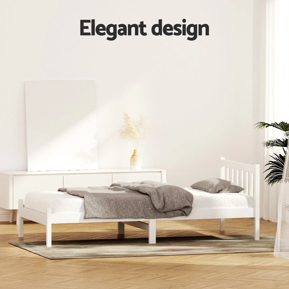 6 Artiss Bed Frame King Single Size Wooden  SOFIE - White, 6 of 10