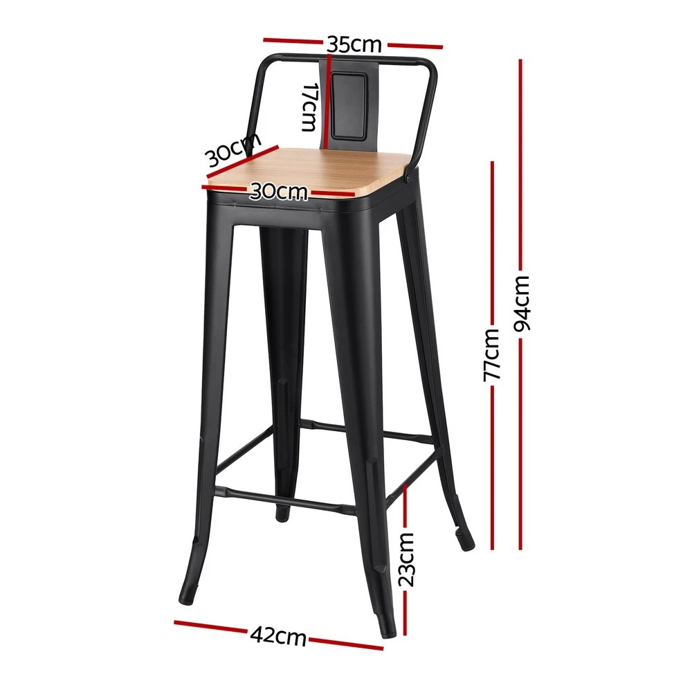 2 Artiss 2x Bar Stools Kitchen Counter High Chair Dining Stackable Metal - Multi, 2 of 8