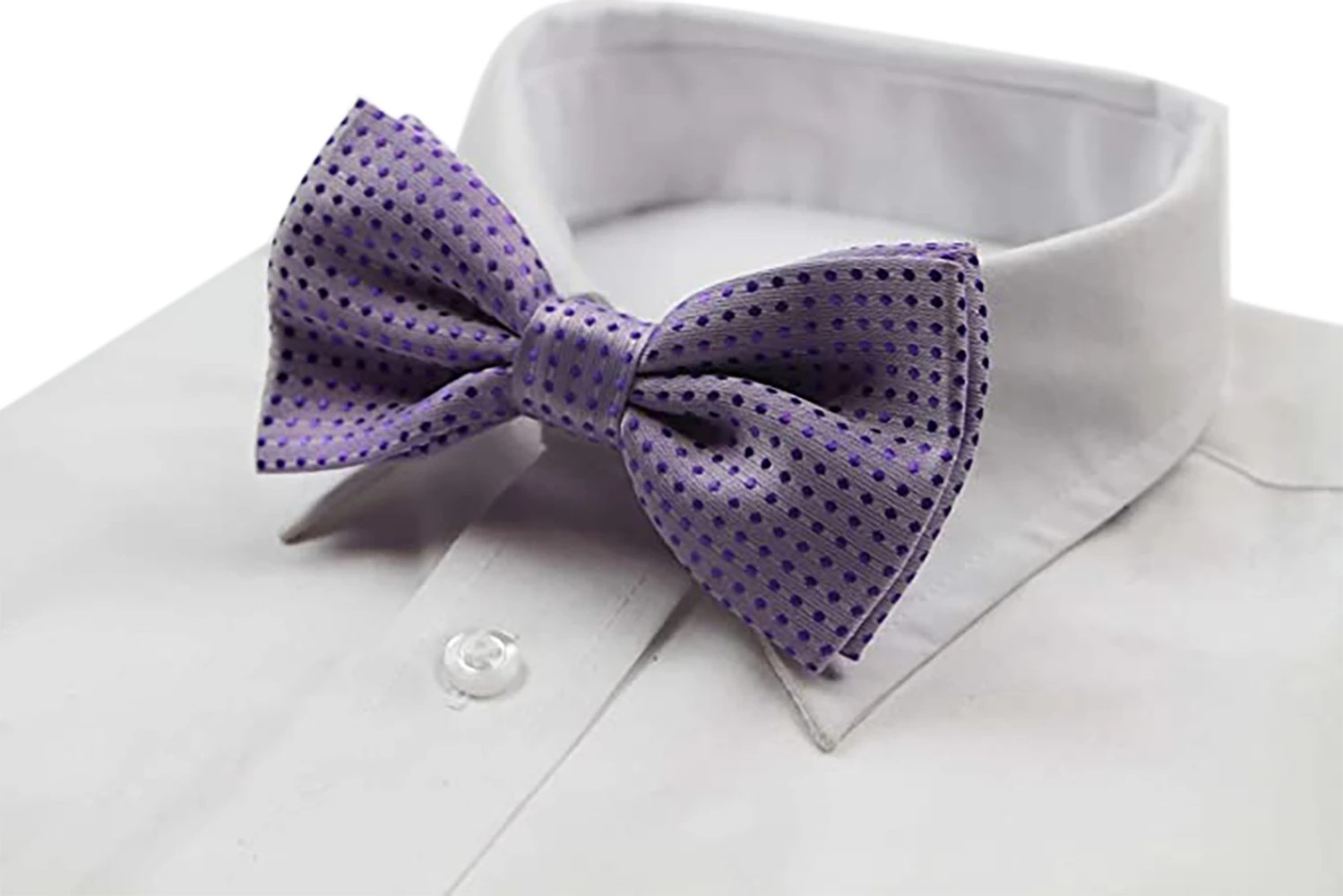5 Zasel Mens Violet Polka Dot Patterned Bow Tie - Purple, 5 of 5