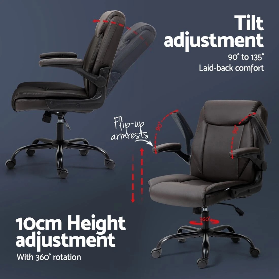 5 Artiss Executive Office Chair Mid Back Brwon - Brown, 5 of 5