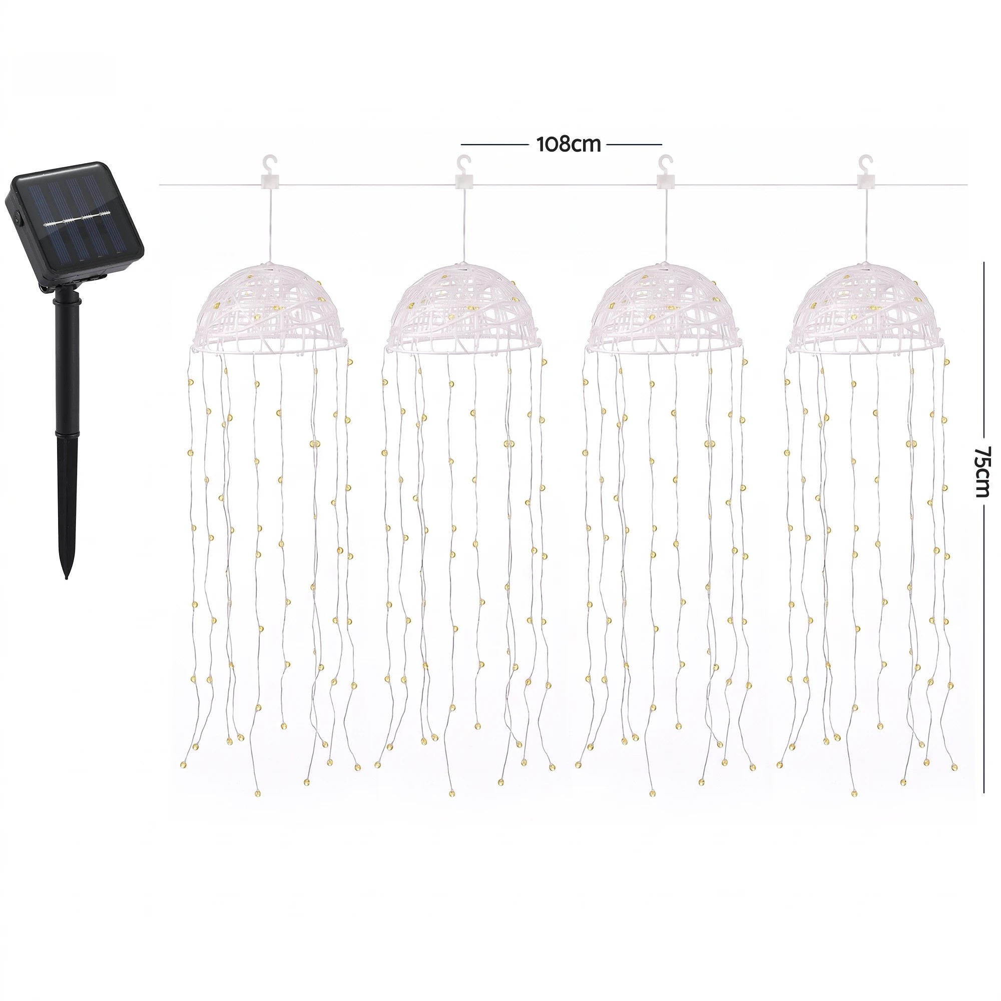 2 Jingle Jollys Christmas Lights Solar Jellyfish 4Pcs Garden Decorative Warm - White, 2 of 8