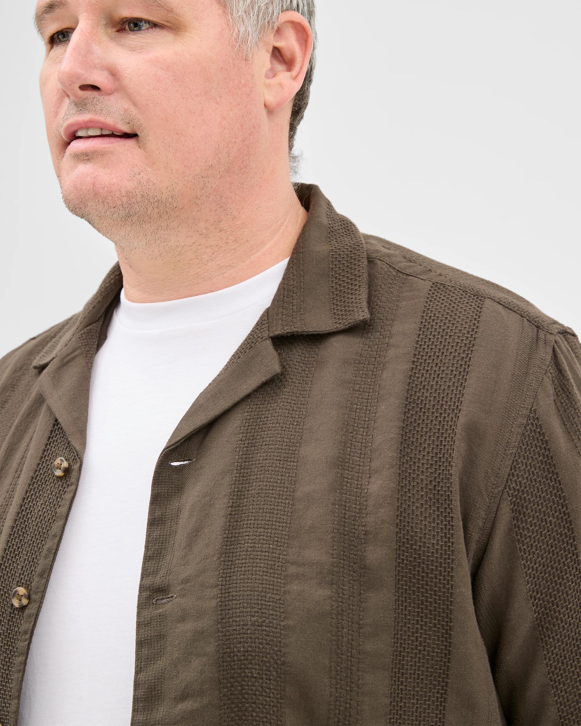 6 Target Plus Size Australian Cotton Textured Reverse Shirt DARK OLIVE, 6 of 6