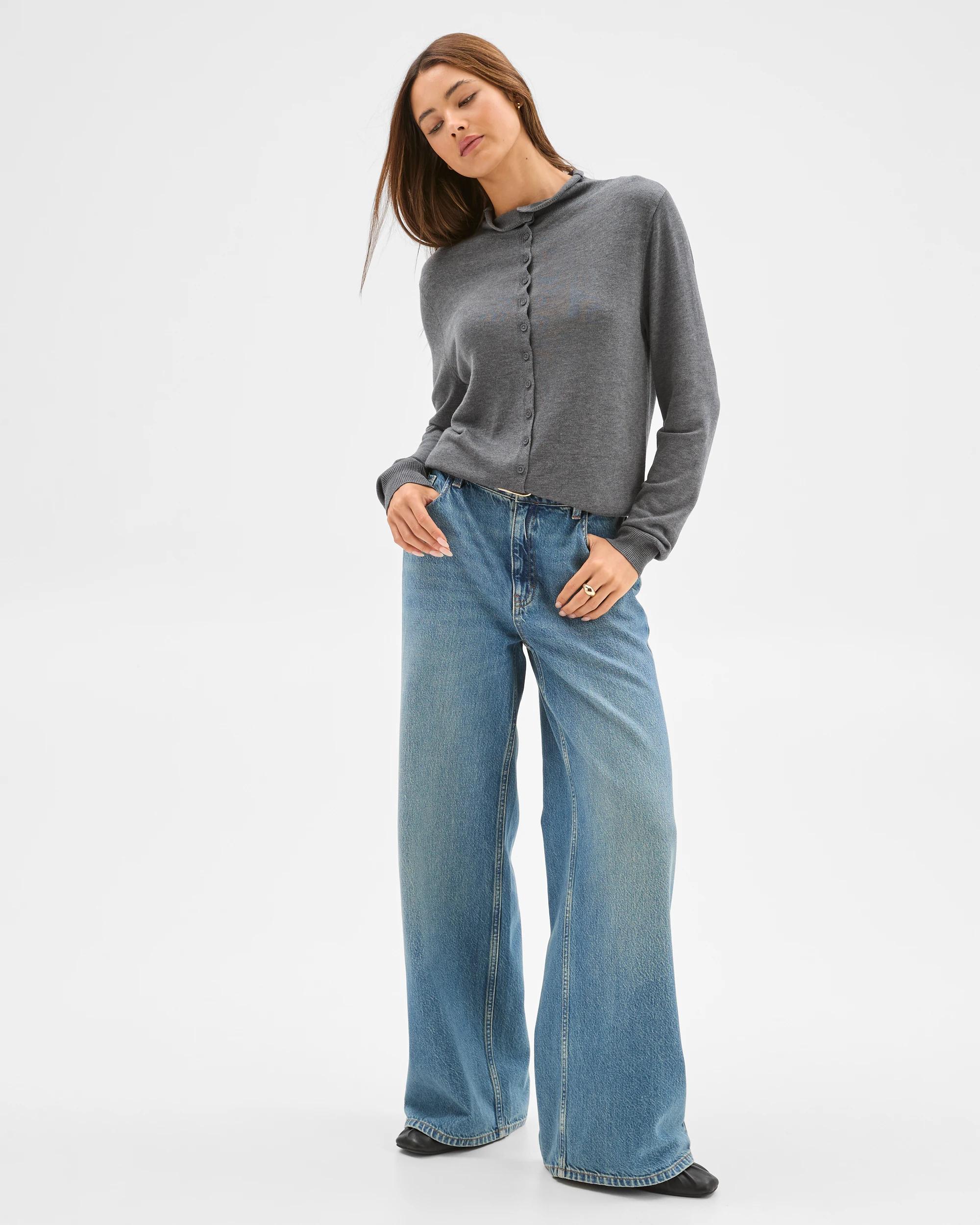 2 Lily Loves High Neck Cardigan SHADOW MARLE, 2 of 6