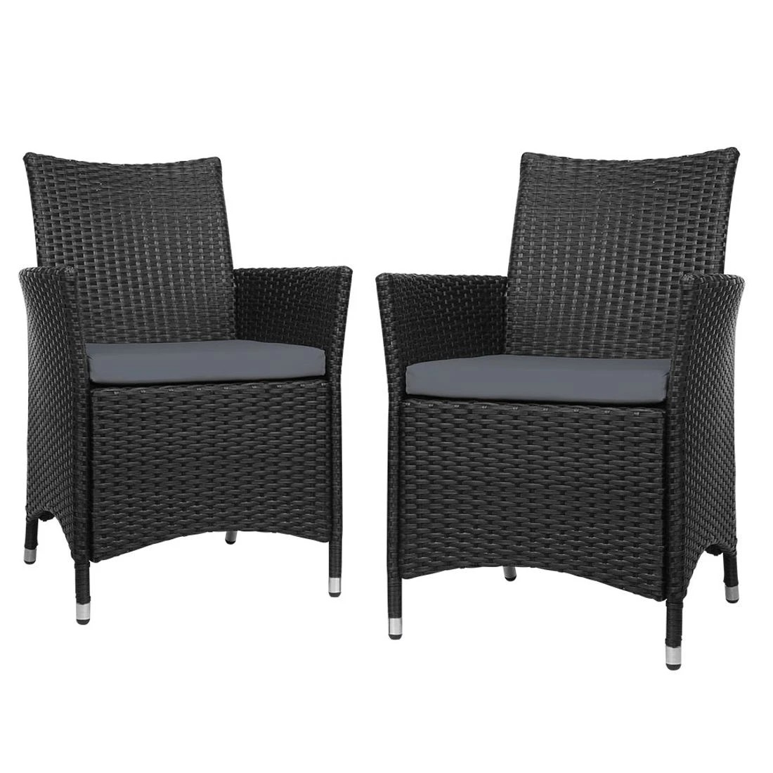 1 Gardeon Outdoor Dining Chairs Patio Furniture Wicker Garden Cushion Idris 2pc Durable Space Saving Modern Decor - Black, 1 of 8