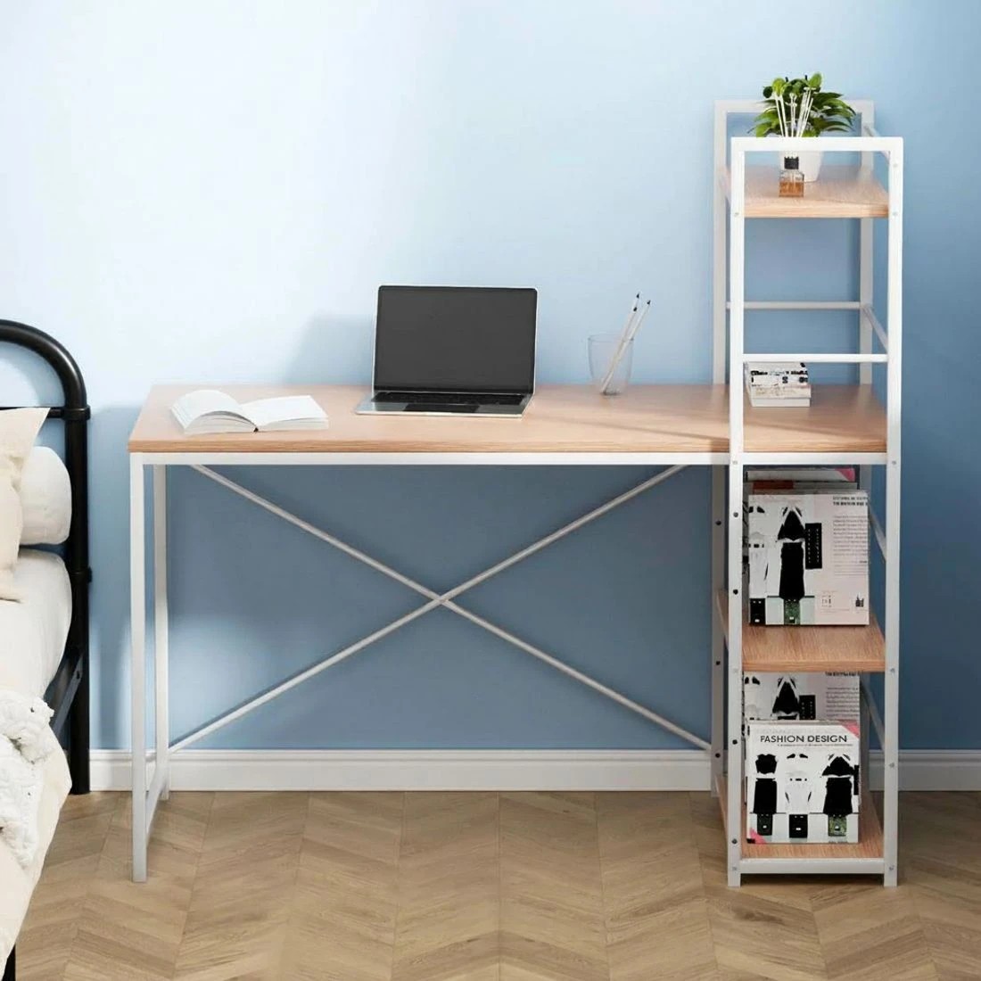 4 Artiss Computer Desk Shelf Oak 120CM - Brown, 4 of 5