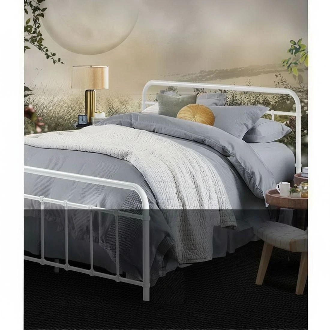 4 Artiss Bed Frame Metal Frames LEO - Double Bed - White, 4 of 7