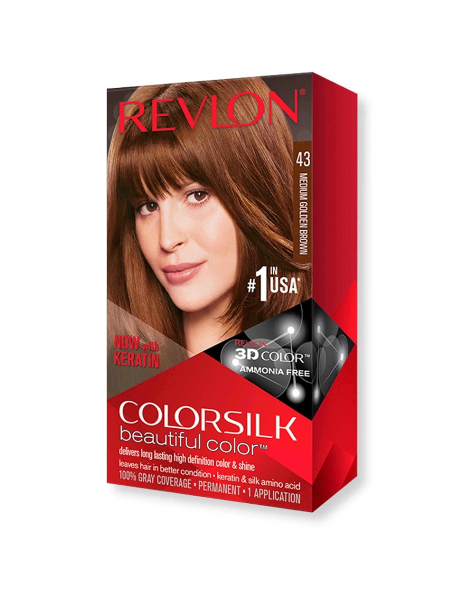 1 Revlon ColorSilk Beautiful Color - 43 Medium Golden Brown - Brown, 1 of 1