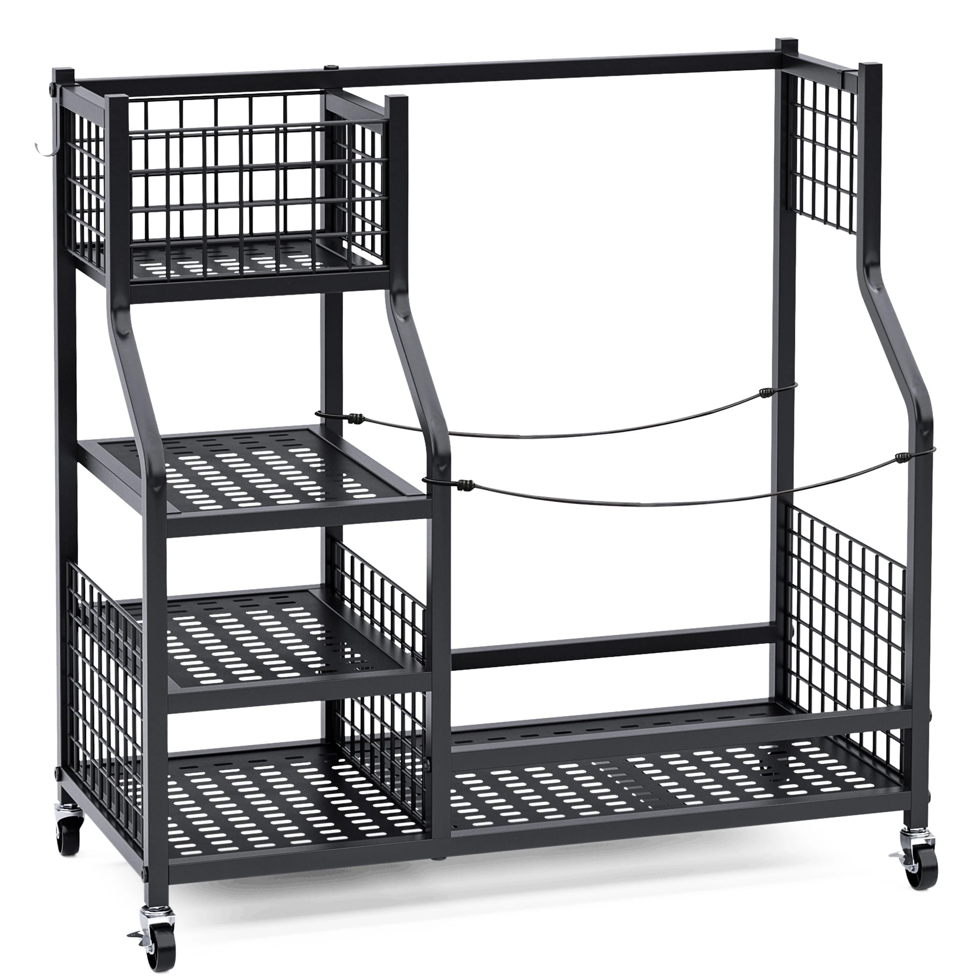 2 Advwin Golf Bag Storage Organiser with Lockable Wheels - Black, 2 of 9