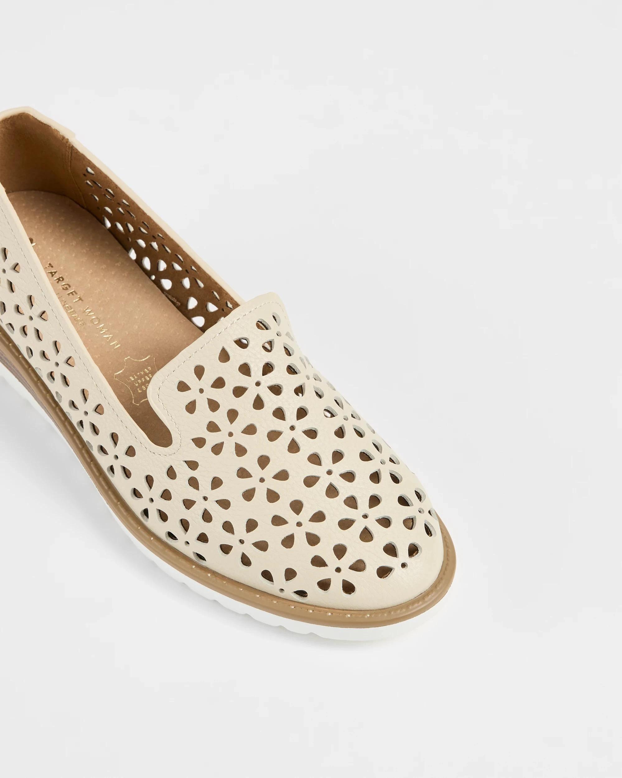 2 Target Womens Cut Out Leather Wedge Loafer - Lizzy IVORY, 2 of 3