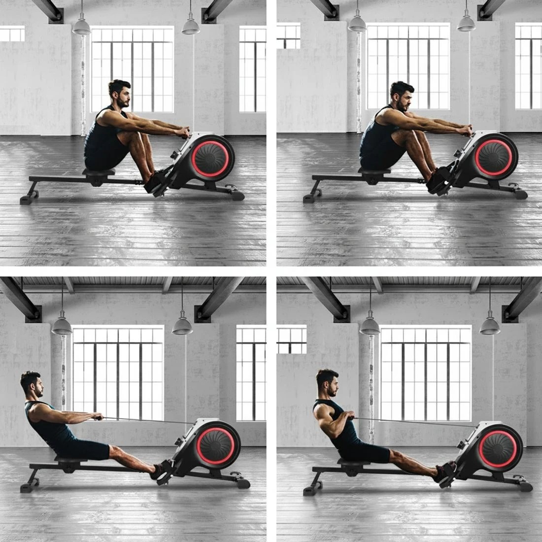 4 Everfit Rowing Machine 16 Levels Foldable Magnetic Rower Gym Cardio - Black, 4 of 6