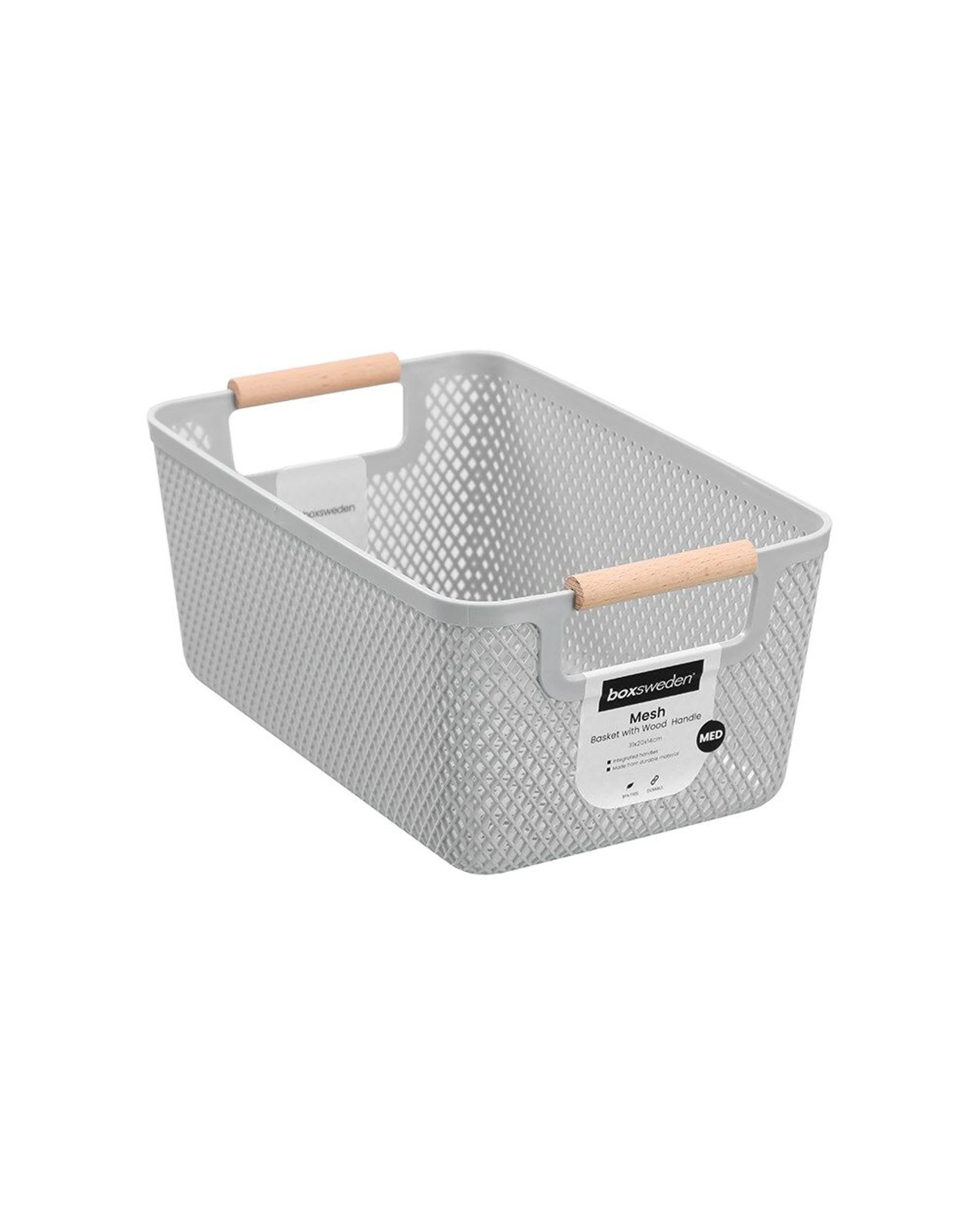 4 Boxsweden 6PK Mesh Plastic Basket Wood Handle Medium 31x20x14cm - Multi, 4 of 7