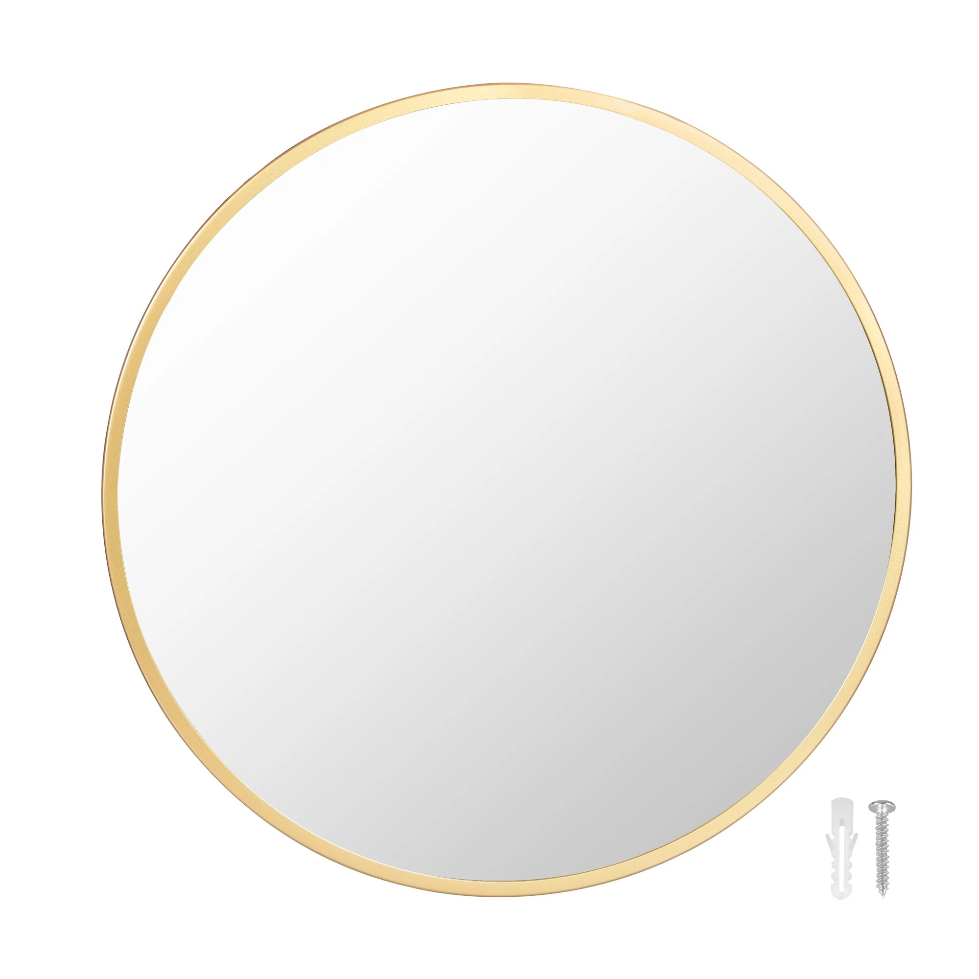 1 Yezi 70Cm Round Metal Framed Wall Mirror Golden Frame, 1 of 7