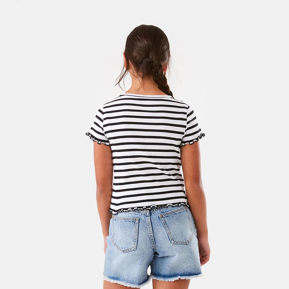 2 Ruched V-Neck Top Blk Stripe, 2 of 10